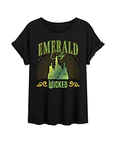 Hybrid Apparel Juniors Trendy Wicked Emerald City Graphic Oversized T-Shirt