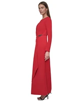 Dkny Women's Long-Sleeve Side-Draped Evening Gown