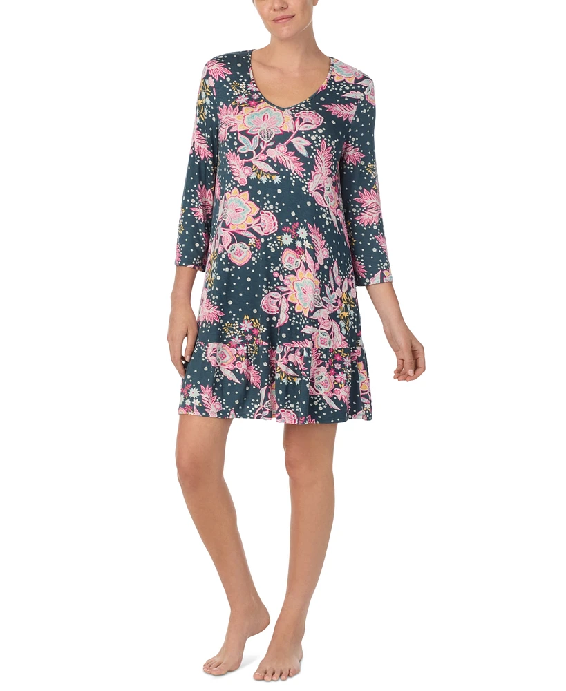 Ellen Tracy Women's 3/4-Sleeve Floral Nightgown