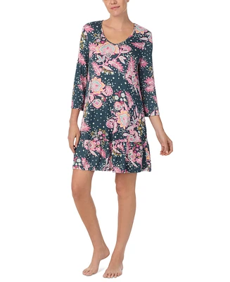 Ellen Tracy Women's 3/4-Sleeve Floral Nightgown