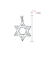 Bling Jewelry Classic Simple Religious Judaica Hanukkah Open Magen Star of David Pendant Necklace for Women .925 Sterling Silver