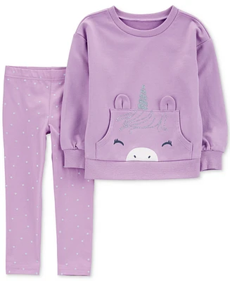 Carter's Toddler Girls Glitter Unicorn Sweatshirt & Dot-Print Leggings, 2 Piece Set