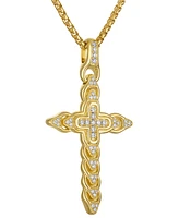 Bulova Diamond (1/2 ct. t.w.) Link Cross Pendant 26" Necklace in 14k Gold - Gold