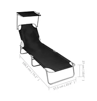 vidaXL Folding Sun Lounger with Canopy Aluminum