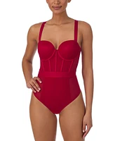 Dkny Sheers Strapless Mesh-Panel Thong Bodysuit DK6008