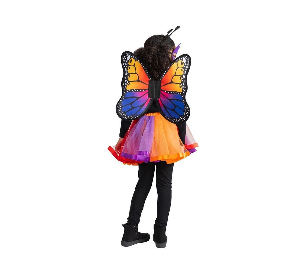 Dress Up America Butterfly Mask, Wings & Tutu Costume Set - Girls Multi