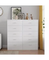 Sugift 5 Drawer Dresser White Modern Wood Chest of Drawers for Bedroom