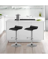 Sugift Set of 2 Modern Design Adjustable Pu Leather Backless Bar Stools