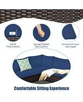 Sugift 6 Pieces Rattan Patio Sectional Sofa Set with Cushions for 4-5 Person