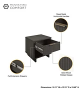 Manhattan Comfort 2-Piece Granville Solid Pine Wood -Drawer Nightstand Set