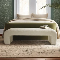 60" Boucle Look Large Bedroom Waterfall Upholstered Bench-Maison