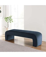 60" Boucle Look Large Bedroom Waterfall Upholstered Bench-Maison