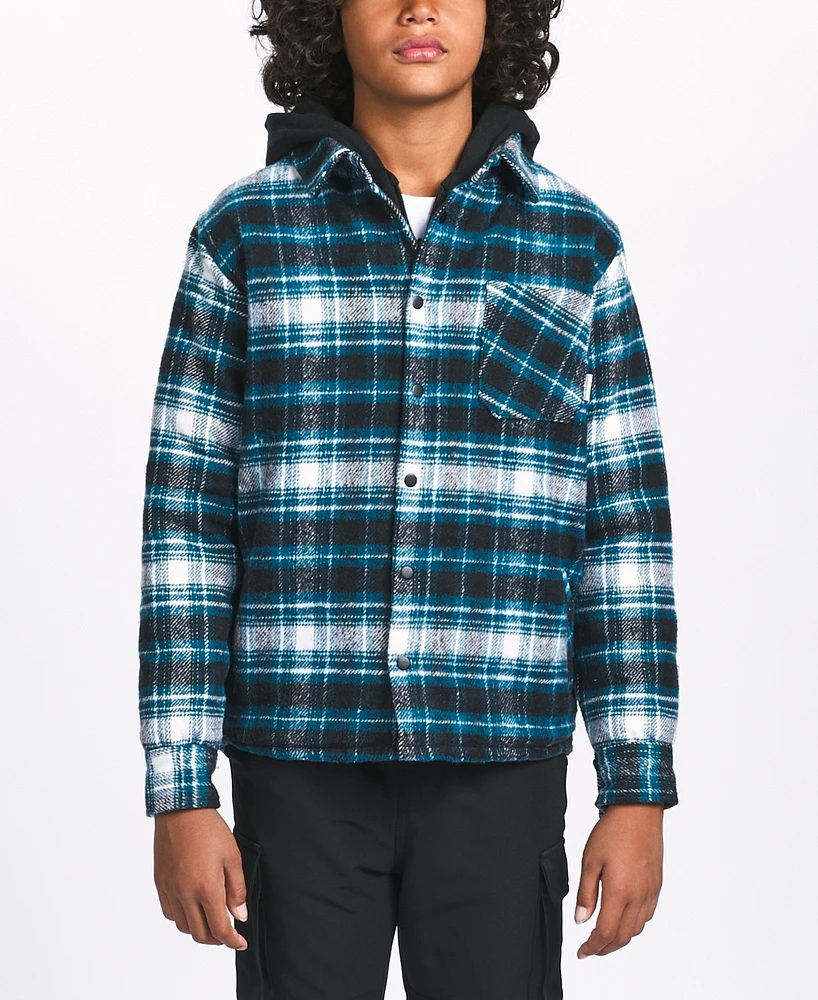 Sovereign Code Big Boys Plaid Hooded Shirt Jacket