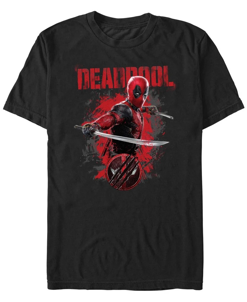 Fifth Sun Mens Deadpool Paint Dump Short Sleeve T-Shirt