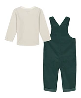 Calvin Klein Baby Boy Long Sleeve Combed Knit Tee Corduroy Overalls, 2-Piece Set