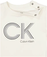 Calvin Klein Baby Boy Long Sleeve Logo Bodysuit, Twill Pants Check Berber Shirt Jacket, 3-Piece Set