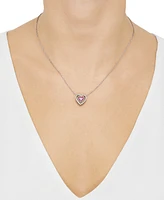 2-Pc. Set Lab Created Pink Sapphire (2 ct. t.w.) & Lab Created White Sapphire (1-1/5 ct. t.w.) Heart Pendant Necklace & Matching Stud Earrings in Ster