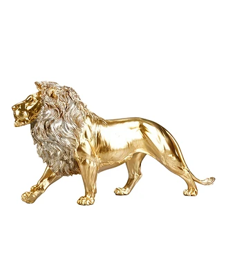 Fc Design 23"W Golden Color Lion Walking Figurine Decoration Home Decor Perfect Gift for House Warming, Holidays and Birthdays