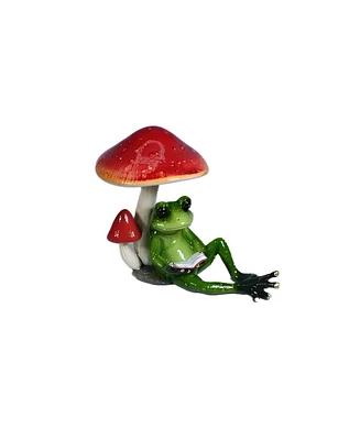 Fc Design 5"W Frog Reading under Mushroom Figurine Decoration Home Decor Perfect Gift for House Warming, Holidays and Birthdays