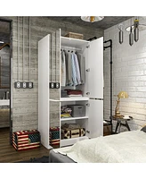Famapy White High Gloss Mirrored Doors Wardrobe Armoires with Mirror Doors