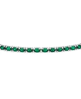 Bling Jewelry Simple Strand Synthetic Green Emerald Tennis Bracelet For Women .925 Sterling Silver 7-7.5 Inch