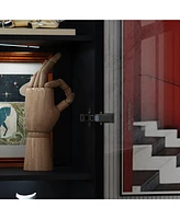 Famapy 2-Door Corner Wardrobe Armoires Bag Cabinet with Glass Doors