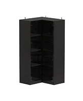 Famapy 2-Door Corner Wardrobe Armoires Bag Cabinet with Glass Doors