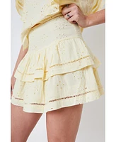 Creea the Label Women's Ruffle Embroidered Mini Skirt