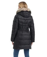 Vince Camuto Women's Single-Breasted Mid-Length Fitted Puffer Coat
