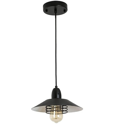 Slickblue Farmhouse Vintage Black Pendant Light with Spring Frame, Rustic Hanging Lighting Fixture