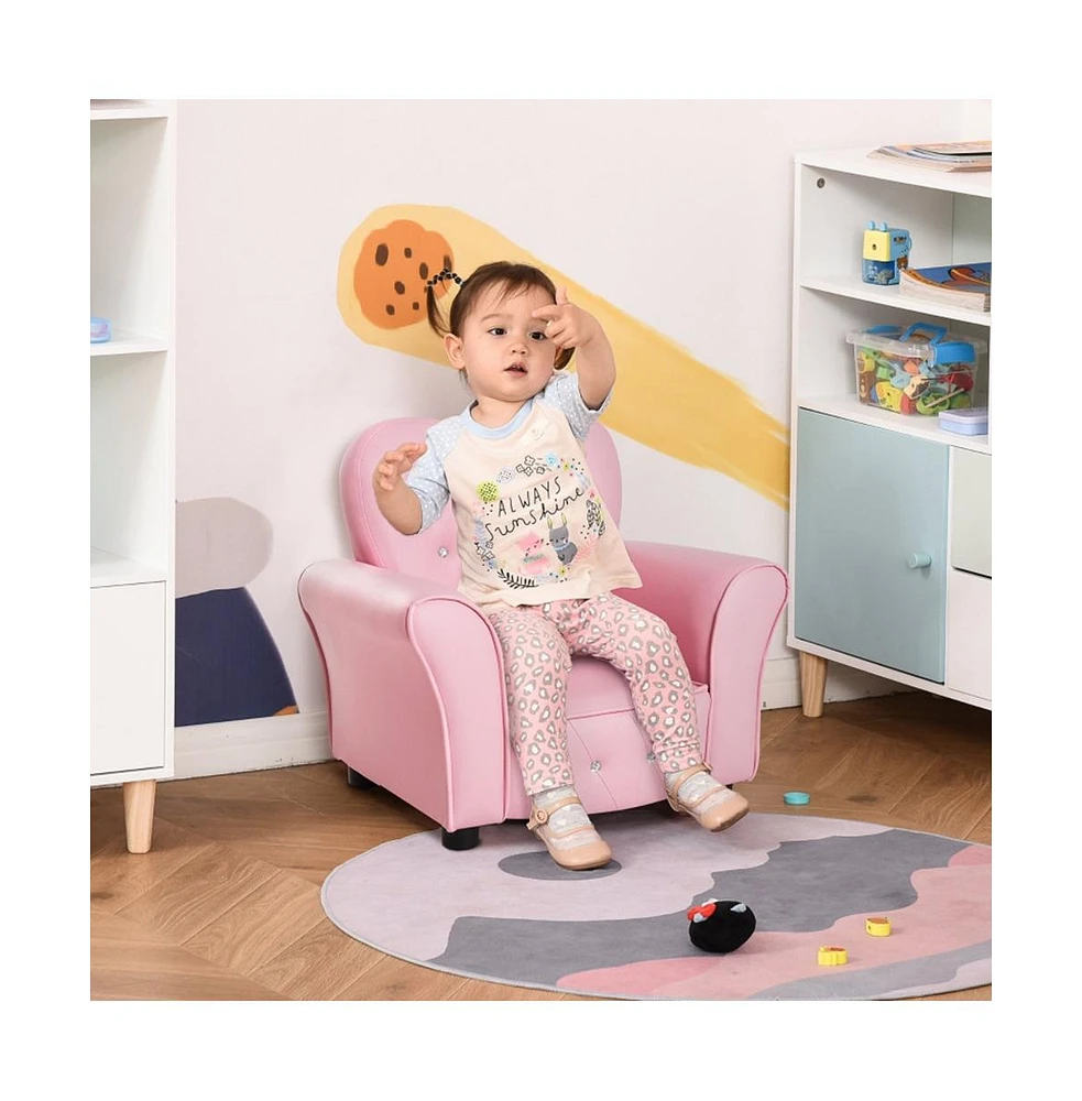 Slickblue Kids' Tufted Upholstered Sofa Chair Princess Couch with Diamond Decoration for Toddlers