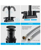 Slickblue 2-Handle Centerset Bathroom Sink Faucet with Pop-Up Drain Assembly Modern and Practical