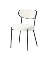 Slickblue Set of 2 Modern Kitchen Dining Chairs – Bentwood with Ash Veneer Back, Metal Black Powder-Coated Legs