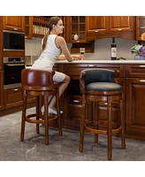 Slickblue Leather Top Wooden Bar Stools – Rustic and Stylish Bar Seating