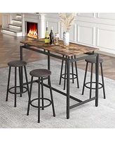 Slickblue 5-Piece Kitchen Counter Height Table Set with Bar Table and 4 Matching Stools