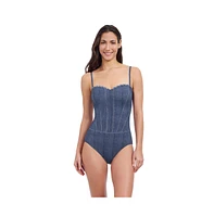 Profile by Gottex Women's Isabelle Bandeau Embroidery Detail One Piece