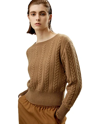 Lilysilk Women's Pure Cashmere Drop Shoulder Crew Neck Sweater for Women