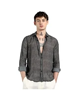 Campus Sutra Men's Charcoal Black Gauzy Heathered Shirt