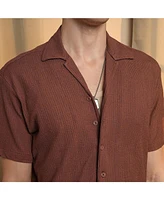 Campus Sutra Men's Chocolate Brown Micro Zig-Zag Shirt