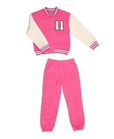 Paris Hilton Little Girls Sporty Varsity Jacket and Jogger Pants 2 Piece Lounge Set