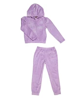 Paris Hilton Toddler Girls Ribbed Star Hoodie and Jogger Pants 2 Piece Lounge Set