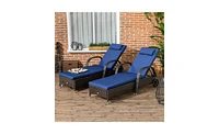 Slickblue 2PCS Reclining Chaise Lounge Set Adjustable Outdoor Loungers for Ultimate Relaxation