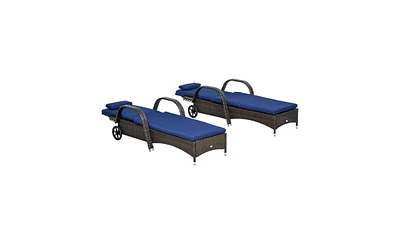 Slickblue 2PCS Reclining Chaise Lounge Set Adjustable Outdoor Loungers for Ultimate Relaxation