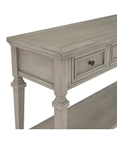 Slickblue Classic Retro Style Console Table with Three Top Drawers and Open Bottom Shelf, Easy Assembly