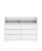 Slickblue 6-Drawer White Dresser for Bedroom with Led Lights for Stylish Storage and Illumination