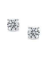 Bling Jewelry Round Solitaire Stud Earrings Unisex 4 Prong .925 Sterling Silver 6MM