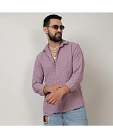 Campus Sutra Men's Periwinkle Purple Embossed Geometric Shirt