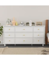Homsee Modern Red Brown 9-Drawer Wooden hest of Drawers