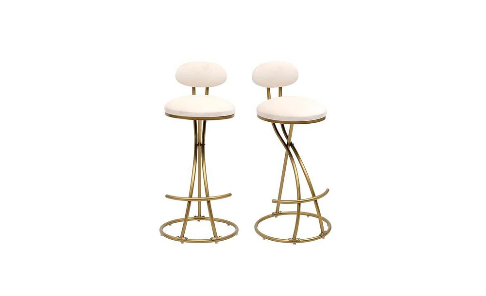 Upholstered Counter Height Bar Stools for Kitchen Island Set of 2, Stylish and Comfortable
