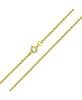 Bling Jewelry 2MM 030 Gauge Strong 14K Gold Plated .925 Sterling Silver Rope Link Chain Necklace For Women Made In Italy 16 20 24 Inch